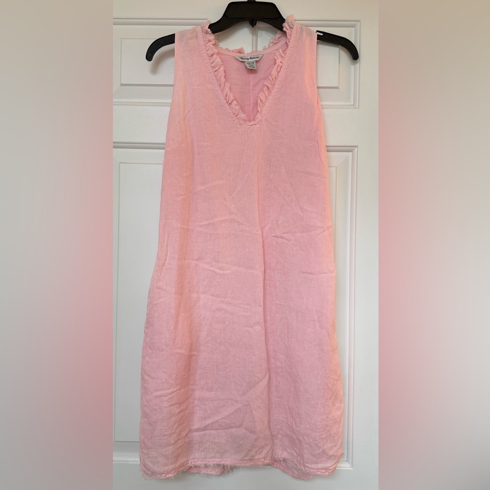 Pink Sleeveless Dress with Ruffle Trim